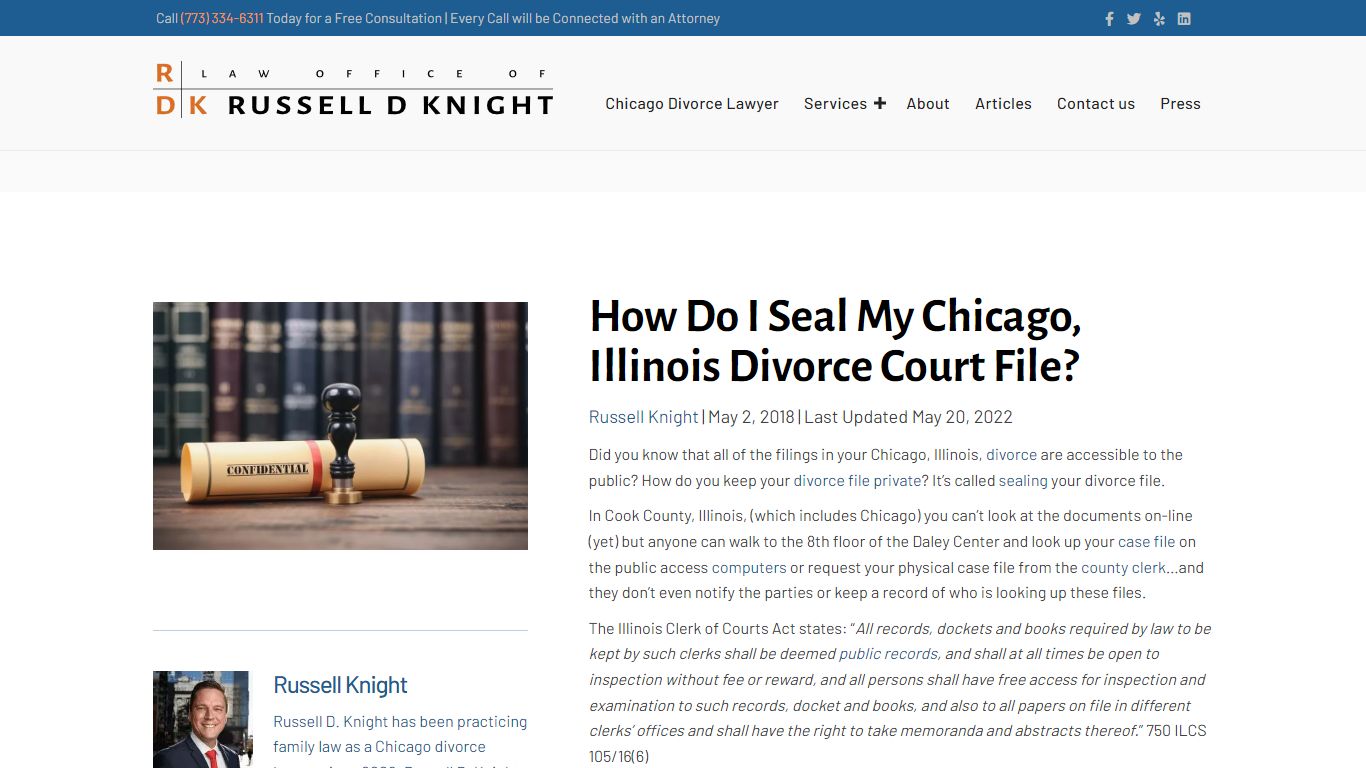 How Do I Seal My Chicago, Illinois Divorce Court File?